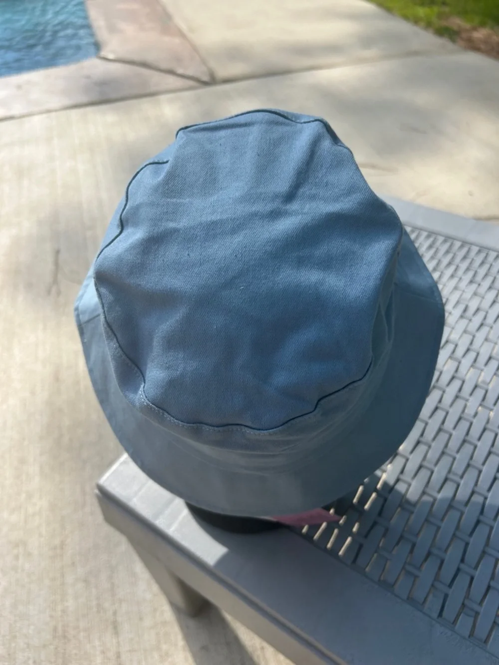 SHEIN Blue Reversible Bucket Hat with Pearl Trim and Rainbow Care Bear Patch - Picture 2 of 4